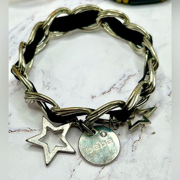 Set of 10 silver and gold tone black bracelets - Picture 4 of 10